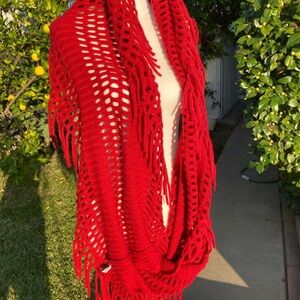 TICKLED PINK RED INFINITY SCARF NWOT